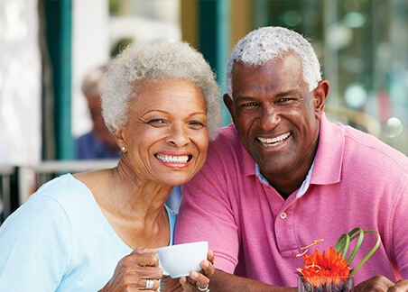 senior couple having coffee